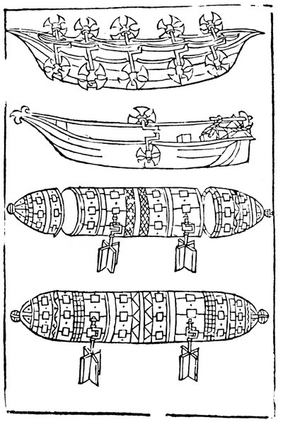 Verschiedene Formen von Paddelbooten für den Kriegseinsatz von Unbekannt