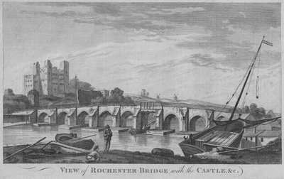 Ansicht der Rochester-Brücke mit dem Schloss von Unbekannt