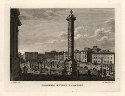 Ansicht der Trajanssäule und des Trajansforums, Colonna e Foro Trajano von Unbekannt
