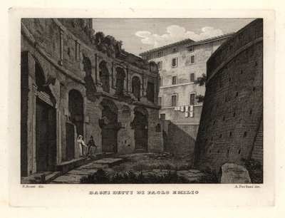 Ansicht der Bäder des Paolo Emilio am Trajansforum, Bagni Detti di Paolo Emilio von Unbekannt