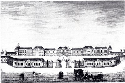 Ansicht des Katharinenpalastes in Zarskoje Selo, ca. 1840 von Unbekannt