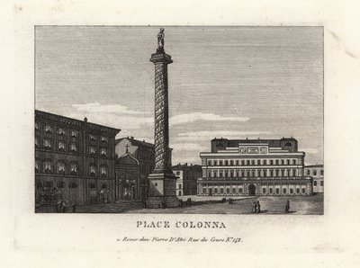 Ansicht der Piazza Colonna mit der Säule des Marcus Aurelius, Rom von Unbekannt