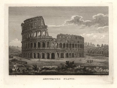 Ansicht der Ruinen des Flavischen Amphitheaters, Anfiteatro Flavio, Rom von Unbekannt