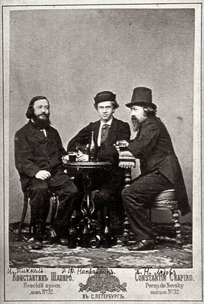 Geiger Johann Pickel mit den Komponisten Eduard Nápravník und Anatoly Lyadov, 19. Jahrhundert von Unbekannt