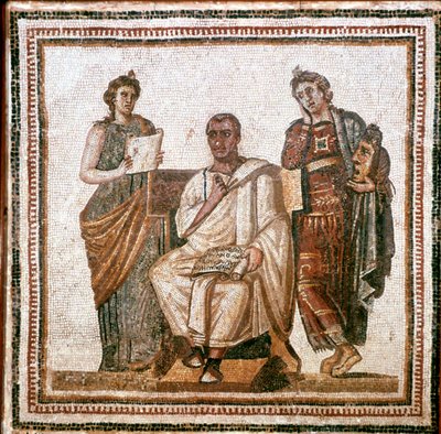 Vergil und die Musen, römisches Mosaik aus Sousse, Tunesien, 3. Jahrhundert n. Chr. von Unbekannt