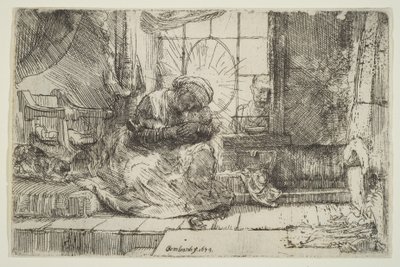 Jungfrau und Kind mit der Katze: und Joseph am Fenster, 1654 von Unbekannt