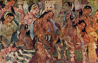Wandmalerei aus den Höhlen von Ajanta von Raja Mahajanaka, ca. 480 von Unbekannt