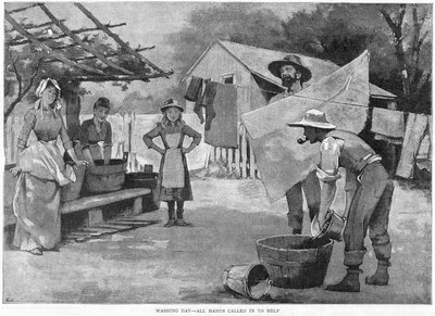 Waschtag - Alle Hände helfen mit, 1889 von Unbekannt