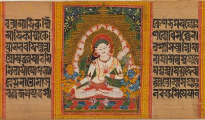 Weiße Tara, Folio aus...Perfektion der Weisheit Manuskript von Unbekannt