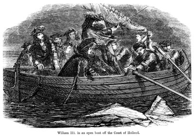 Wilhelm III. in einem offenen Boot vor der Küste Hollands von Unbekannt