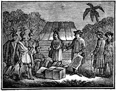 William Penn mit amerikanischen Ureinwohnern, englischer Quäkerkolonist, 1830 von Unbekannt