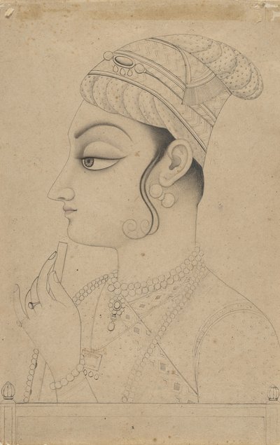 Frau mit Flöte, gekleidet als Krishna, Mitte bis Ende des 18. Jahrhunderts von Unbekannt