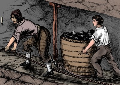 Frau und Junge arbeiten in einer Kohlenmine, Bolton, Lancashire, 1848 von Unbekannt