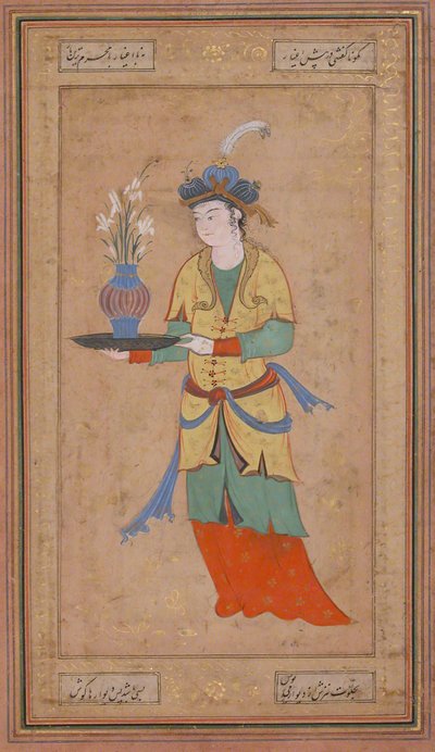 Frau mit Vase mit Lilien von Unbekannt