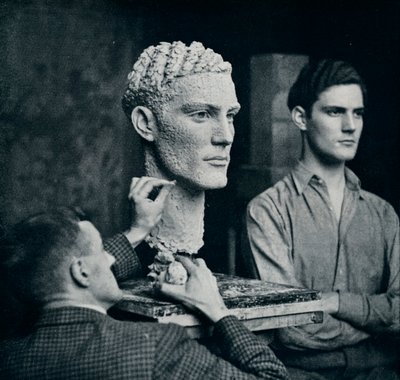 Arbeit an einem Porträt von Mr. Duncan Guthrie, um 1935 von Unbekannt