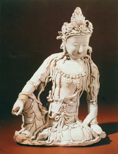 Ching-te-Chen weiß glasierte Figur von Arolo Kites Vara, Yuan-Dynastie, spätes 13. - frühes 14. Jahrhundert von Unbekannt Unbekannt