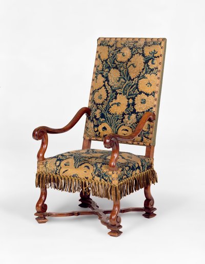 George II Nadelarbeit bezogenes Sofa, um 1745. Serpentinenrücken, geschwungene Arme, bezogen mit Nadelarbeit und geschnitzten Kabriolettenbeinen. von Unbekannt Unbekannt