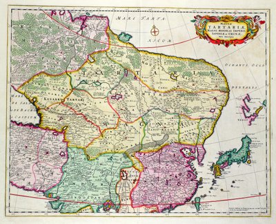 Karte der Mongolei mit Japan und China, ca. 1680 von Frederick de Wit von Unbekannt Unbekannt