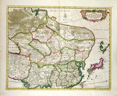 Karte der Mongolei mit Teilen von Russland, Japan und China, ca. 1680, von Frederick de Wit von Unbekannt Unbekannt