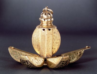 Pomander mit vier offenen Fächern zur Aufbewahrung von Parfums oder anderen aromatischen Substanzen, Silbervergoldet, wahrscheinlich englisch, um 1580 von Unbekannt Unbekannt