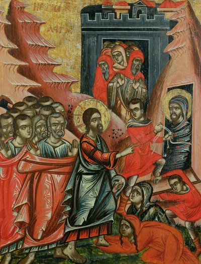 Auferweckung des Lazarus, griechische Ikone aus Epirus, 1611 von Unbekannt Unbekannt