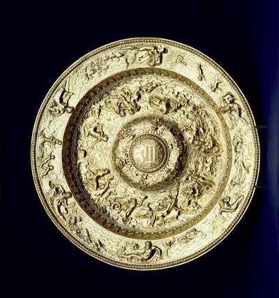 Silbervergoldetes Becken, geprägt, getrieben und graviert, französisch, ca. 1560-83 von Unbekannt Unbekannt