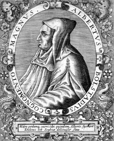 Albertus Magnus (1193/1206-1280) deutscher Dominikanermönch, Wissenschaftler, Philosoph und Theologe, Gravur von Unbekannter Künstler