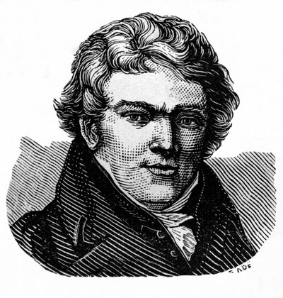 Aloys Senefelder (1771-1834), deutscher Schauspieler und Dramatiker, Erfinder der Lithographie und Drucker. Illustration / Holzstich aus: „Die Welt in Bildern“, veröffentlicht vom Autor Dr. Chr. von Unbekannter Künstler