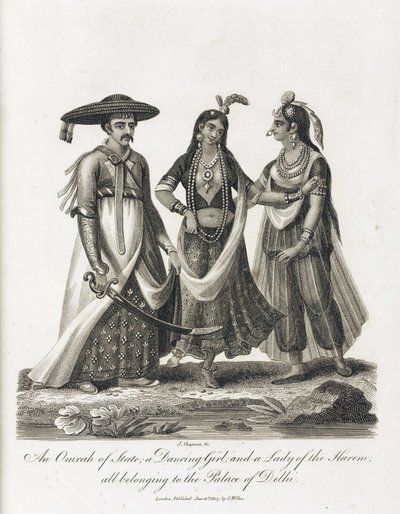 Ein Omrah des Staates; ein tanzendes Mädchen; und eine Dame des Harems, Indien von Unbekannt