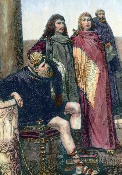Ein alter germanischer Herrscher und seine Berater von Unbekannter Künstler