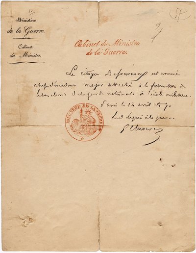 Autographenbrief des Delegierten für den Krieg Gustave Paul Cluseret während der Pariser Kommune von Unbekannt