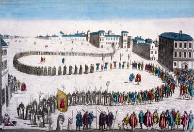 Große Prozession der Inquisition in Lissabon, französische Gravur von Unbekannter Künstler