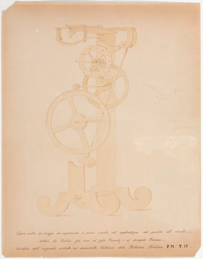 Zeichnung von Galileos vorgeschlagener Pendelanwendung, ca. 1642 von Unbekannt