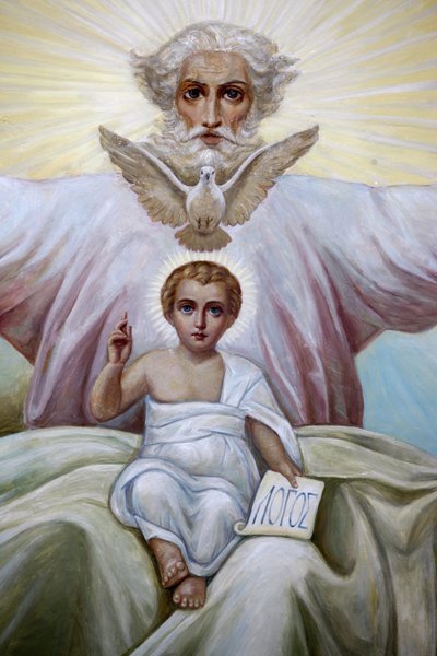 Deckenfresko in der russisch-orthodoxen Kirche der Heiligen Dreifaltigkeit, Jerusalem, Israel von Unbekannt