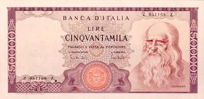 Cinquantamila Lire (s/w Foto) von Unbekannt