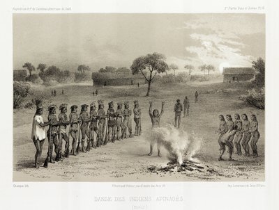 Tanz der Apinage-Indianer, Brasilien, um 1843-1847 von Unbekannt