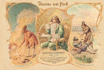 Daniel Defoe an seinem Schreibtisch und sein berühmtes Werk von Unbekannter Künstler