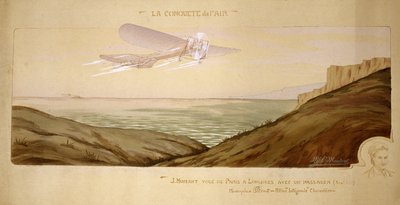 Anfang der Luftfahrt: John Moisant führt den ersten Passagiertransport über den Ärmelkanal durch, indem er seinen Mechaniker in seinem Bleriot-Doppeldecker am 17. August 1910 mitnimmt von Unbekannt