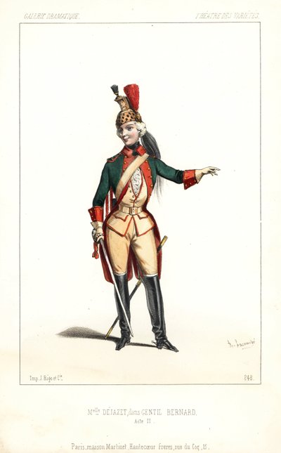 Englische Schauspielerin Pauline Virginie Dejazet als Gentil Bernard, ou L