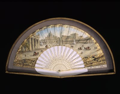 Zaunmodell aus goldgebundenem Papier, das eine Gouache-Malerei darstellt, die die Reiseziele der Grand Tour darstellt, normalerweise eine praktische Reise von Künstlern und Intellektuellen des 18. und 19. Jahrhunderts in die Mittelmeerländer während ihrer  von Unbekannt