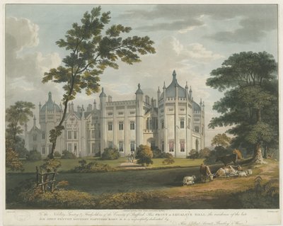 Forton - Aqualate Hall: getönte Aquatinta-Radierung, undatiert [um 1814] von Unbekannt