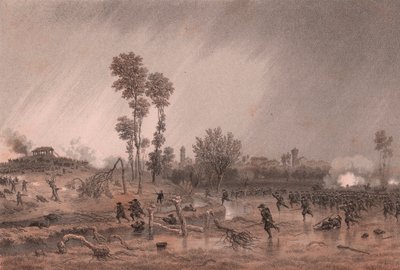 Vierte piemontesische Division von General Cialdini während des Angriffs in der Schlacht von Palestro, Lombardei von William M. Timlin