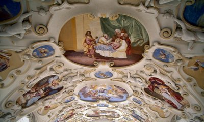 Fresken-Decke aus der Kapelle des Schlosses Bojnice, Trencin. Detail. Slowakei. von Benjamin Baud