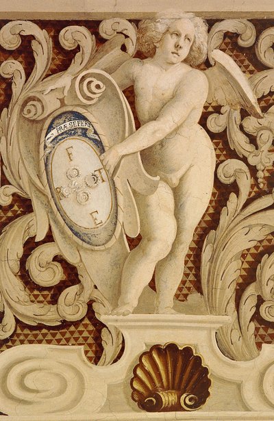 Fresken der Baronialhalle (15. Jahrhundert), (Detail), Della Manta Schloss, Manta (Cuneo), Piemont, Italien von William M. Timlin
