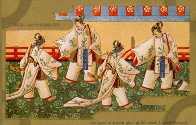 Fuzoku-Tanz beim großen kaiserlichen Bankett, Japan von Unbekannter Künstler