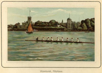 Deutschland, Hamburg, Uhlenhorst Fährhaus nahe dem Alstersee, Illustration aus: „Ansichten-Album Hamburg“ (Ansichten von Hamburg), veröffentlicht von C. Schneider, Berlin NW, ca. 1890 (Lithographie) von Unbekannter Künstler
