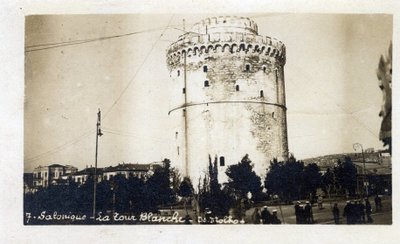 Griechenland, Saloniki (oder Thessaloniki): Blick auf den Weißen Turm - Postkarte 1914-1918 von William M. Timlin