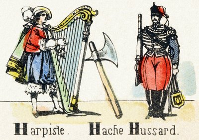 H - Harfenspieler Axt Husar - Alphabet - Kinderunterhaltung - Image Epinal, populäre Serie ca. 1890 von Unbekannt