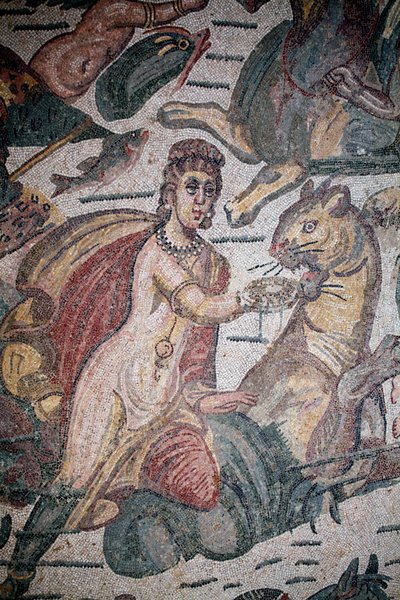 Halle von Arion. Meereszene. Meereskreaturen. Nereiden und Tritonen. 3. - 4. Jahrhundert. Römische Villa del Casale, Sizilien. UNESCO-Stätte. von Unbekannt