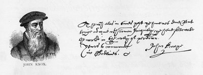 Handschrift und Unterschrift von John Knox aus einem Brief aus Dieppe an William Cecil, um Erlaubnis zu bitten, England zu besuchen von Unbekannt